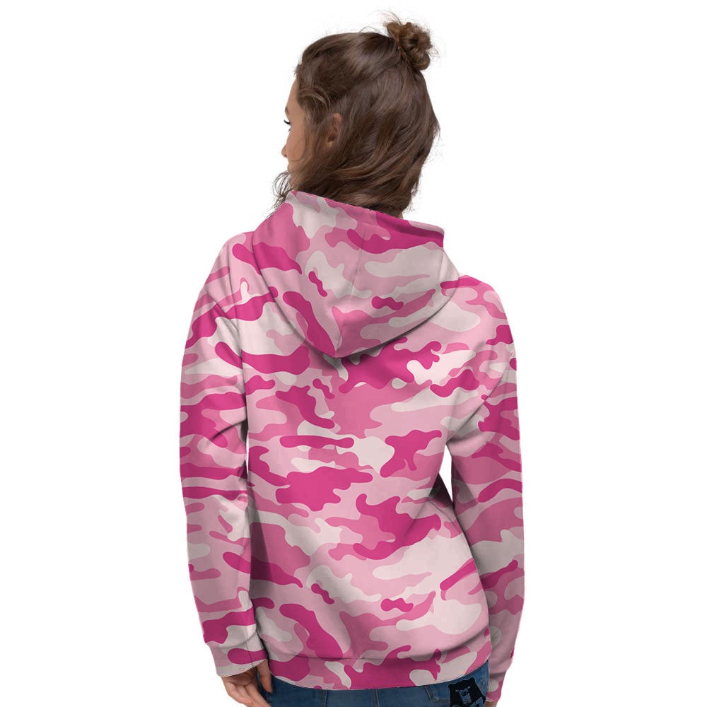 Camouflage Pink Print Pattern Women's Hoodie-grizzshop