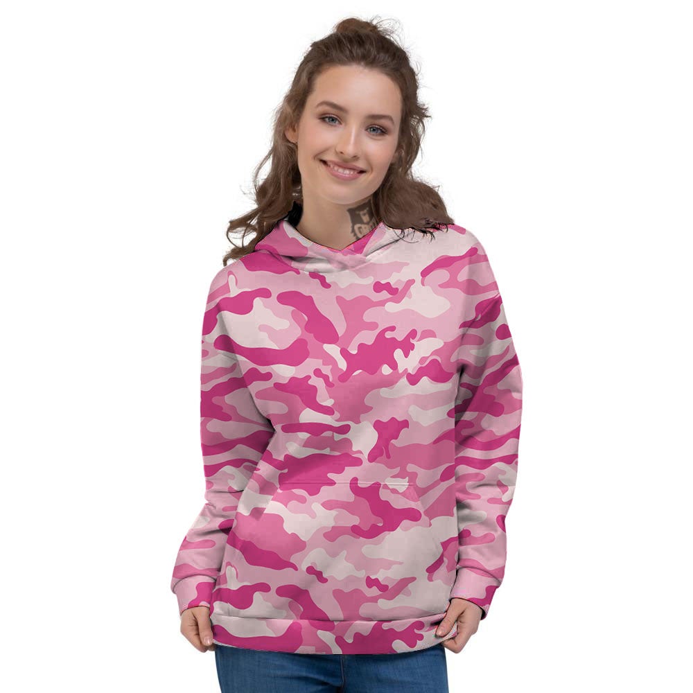 Camouflage Pink Print Pattern Women's Hoodie-grizzshop