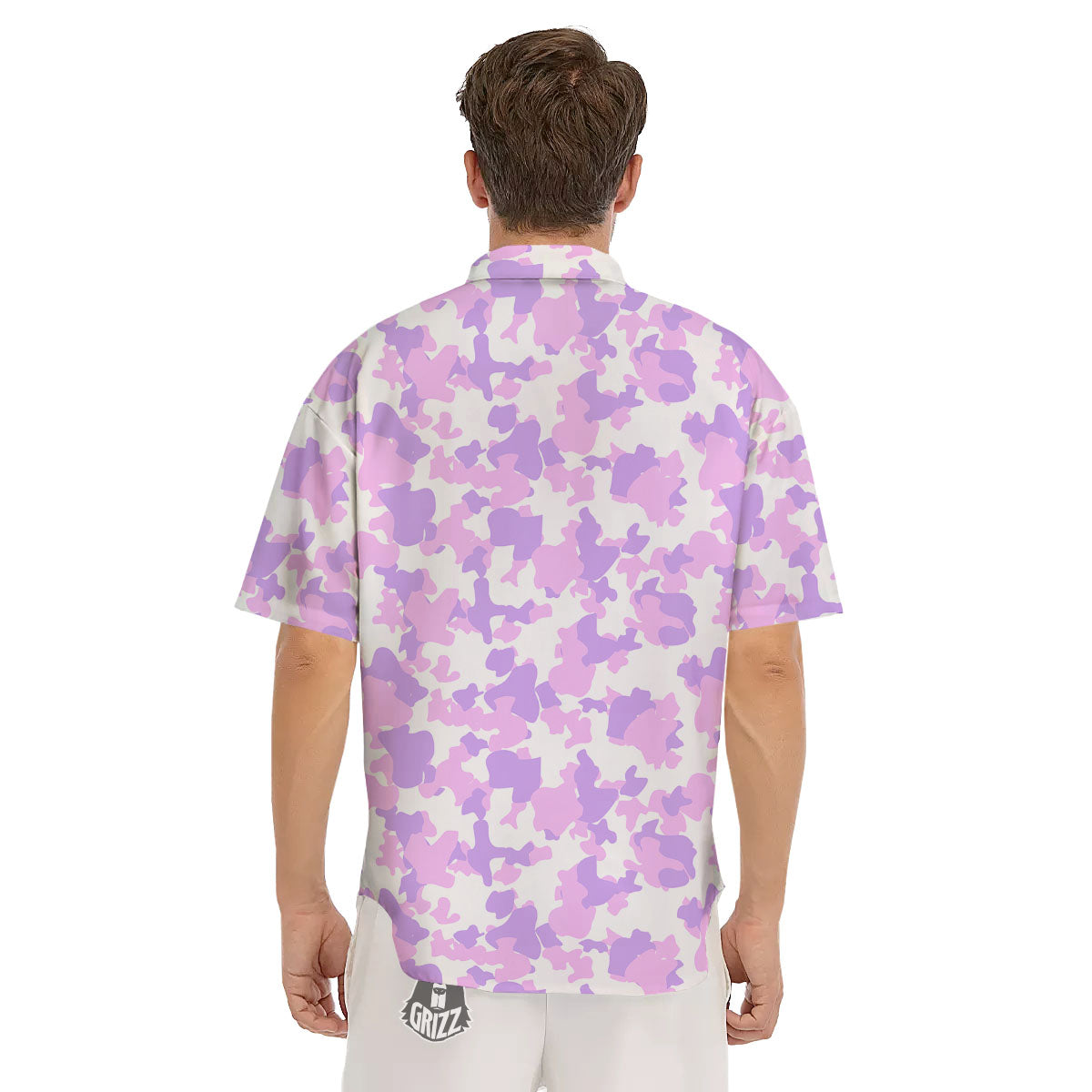 Camouflage Purple Pastel Print Men's Short Sleeve Shirts-grizzshop