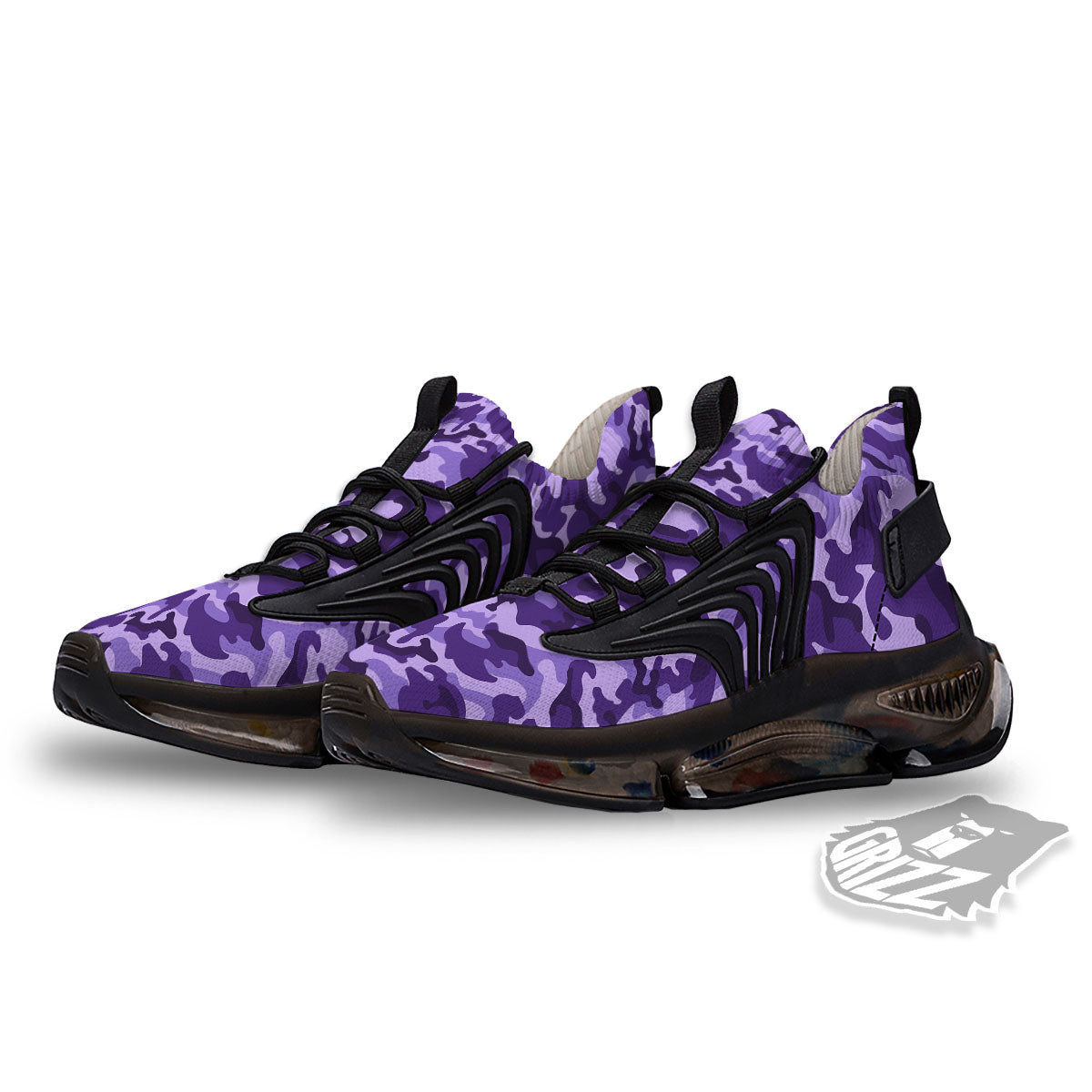 Camouflage Purple Print Pattern Black Gym Shoes-grizzshop
