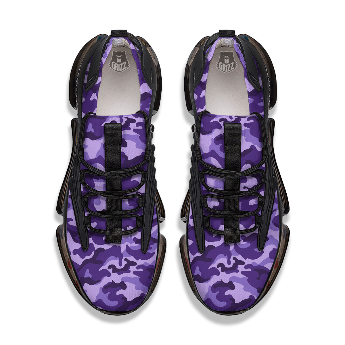 Camouflage Purple Print Pattern Black Gym Shoes-grizzshop
