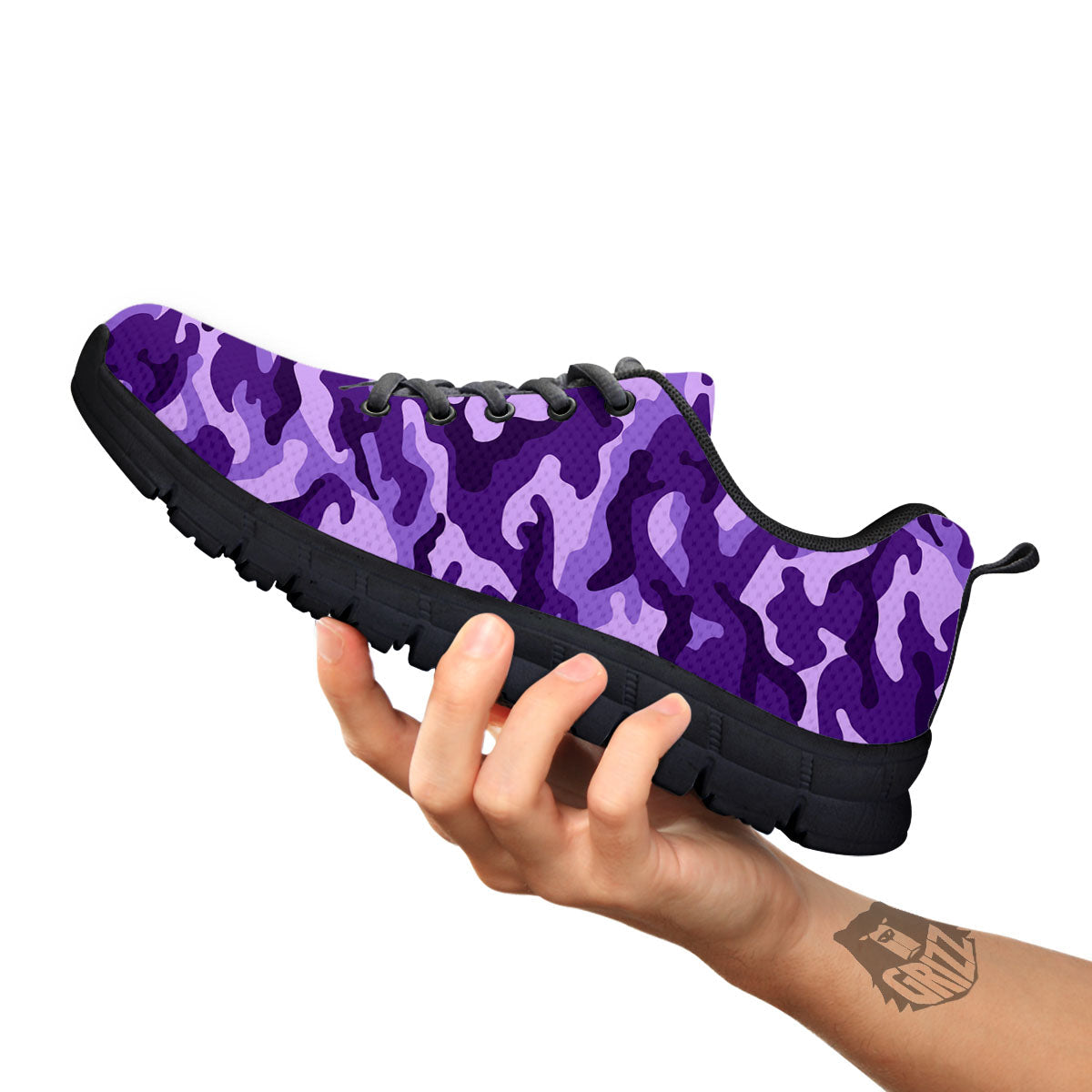 Camouflage Purple Print Pattern Black Sneaker-grizzshop