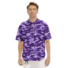 Camouflage Purple Print Pattern Men's Short Sleeve Shirts-grizzshop