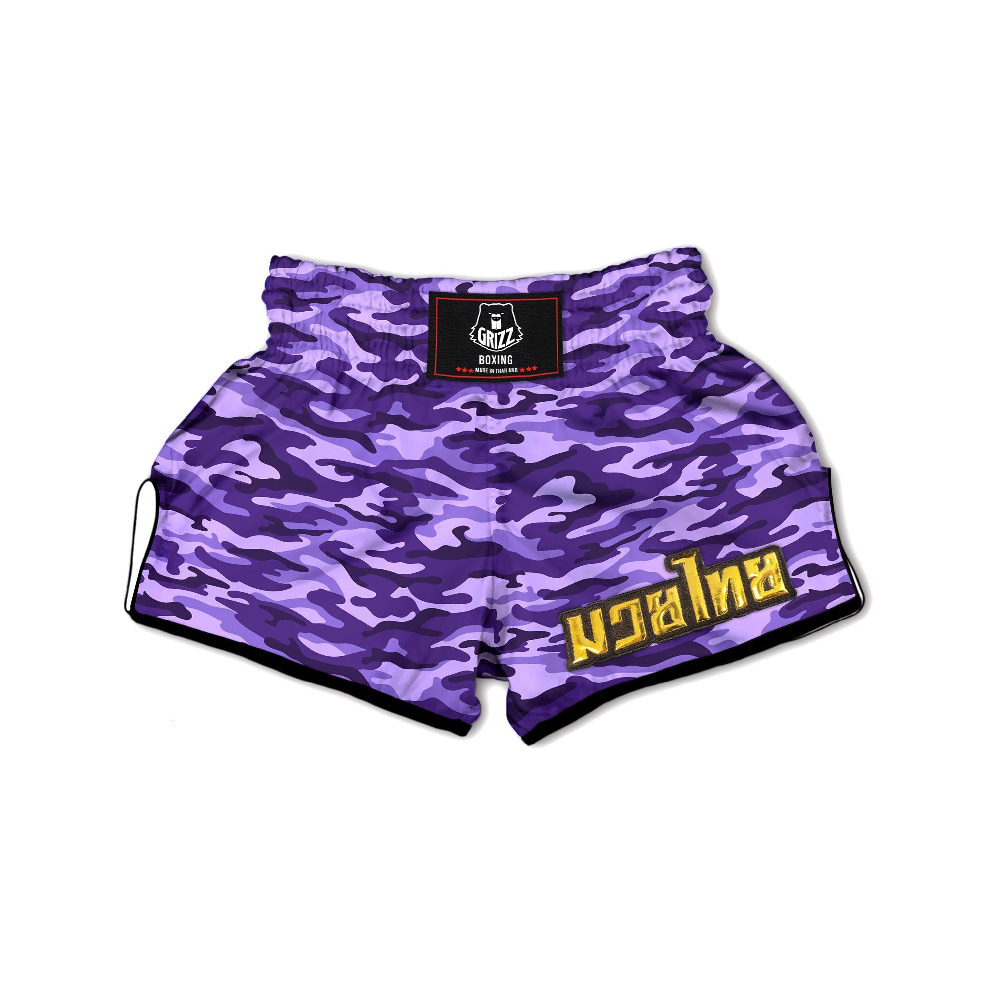 Camouflage Purple Print Pattern Muay Thai Boxing Shorts-grizzshop