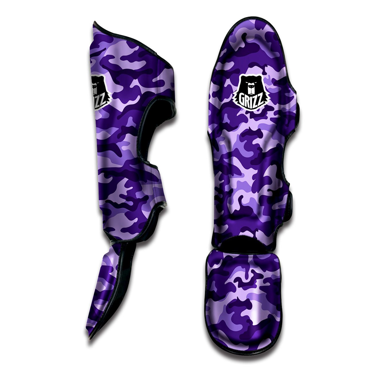 Camouflage Purple Print Pattern Muay Thai Shin Guards-grizzshop