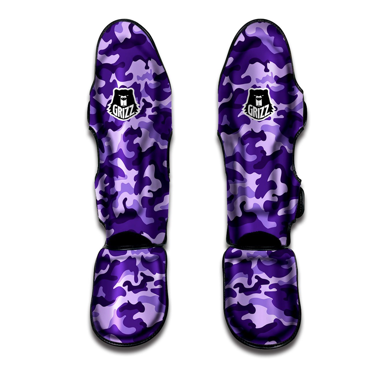 Camouflage Purple Print Pattern Muay Thai Shin Guards-grizzshop