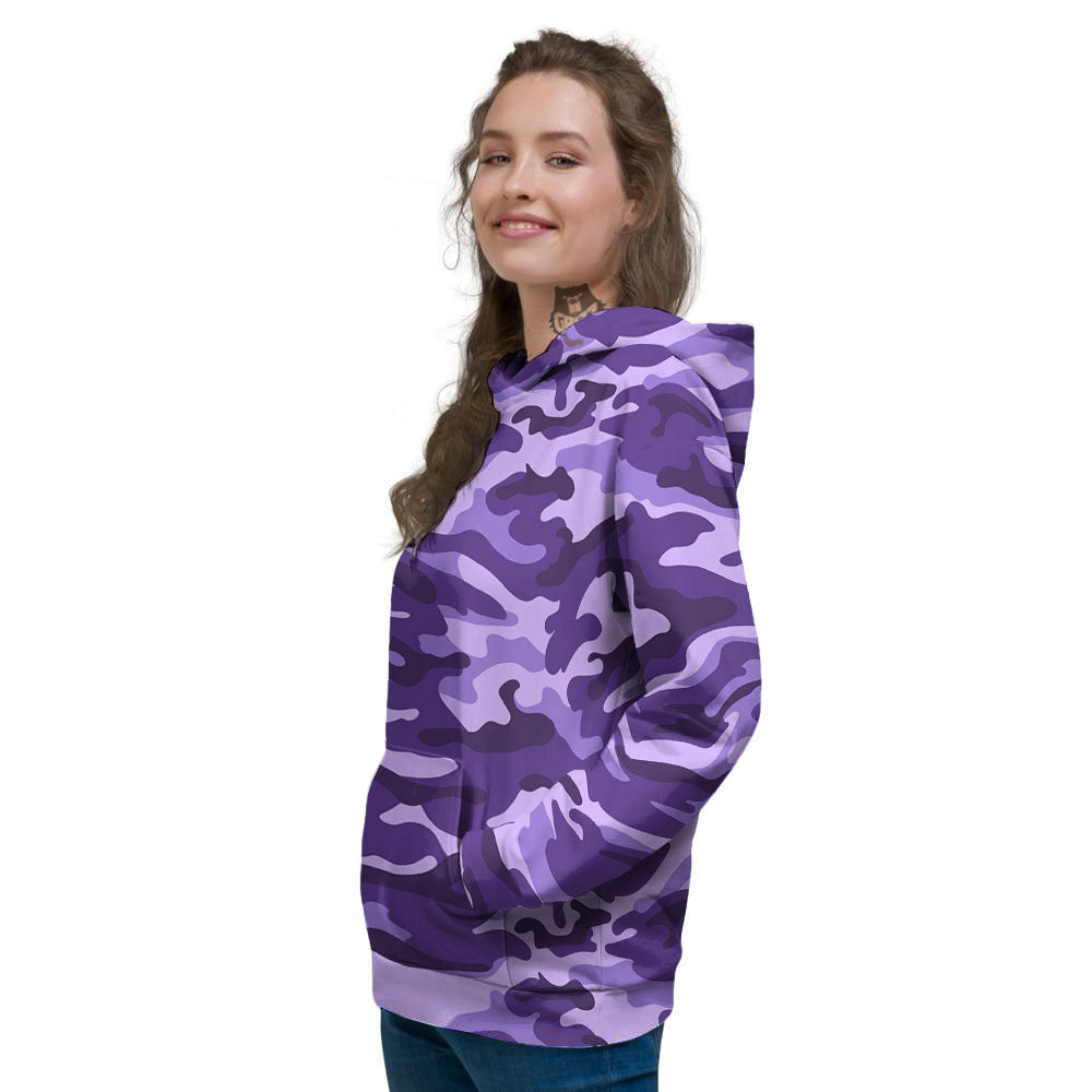 Camouflage Purple Print Pattern Women's Hoodie-grizzshop