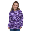 Camouflage Purple Print Pattern Women's Hoodie-grizzshop