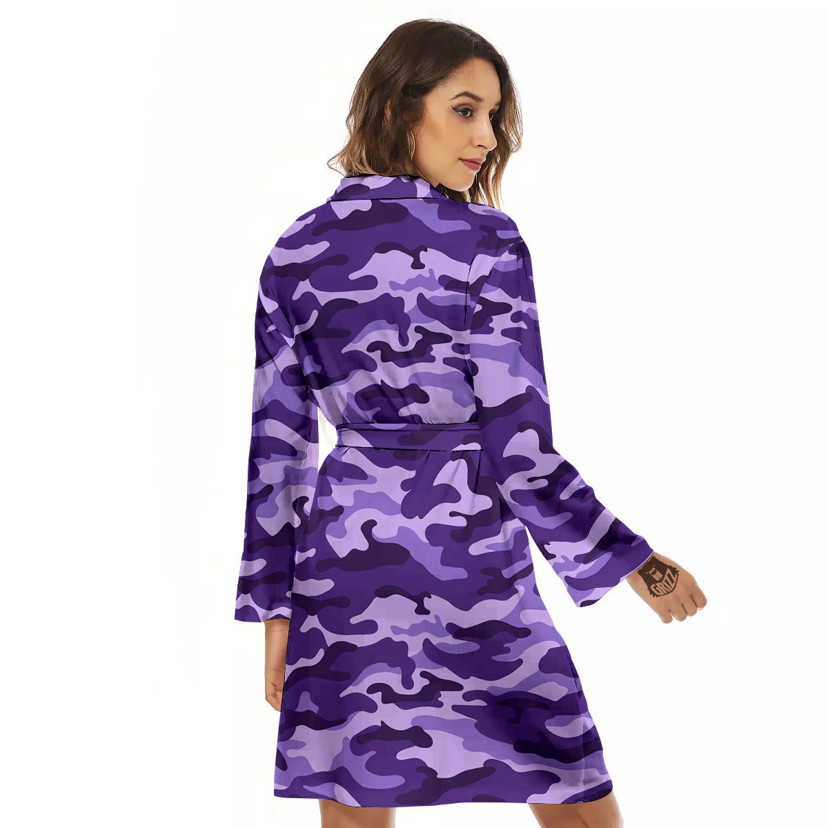 Camouflage Purple Print Pattern Women's Robe-grizzshop
