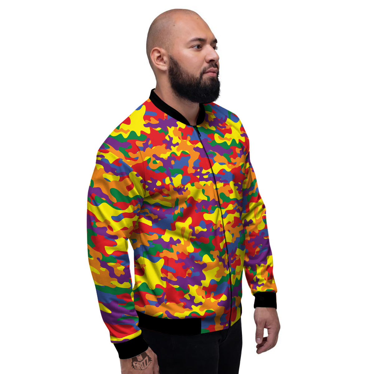 Camouflage Rainbow Print Men's Bomber Jacket-grizzshop