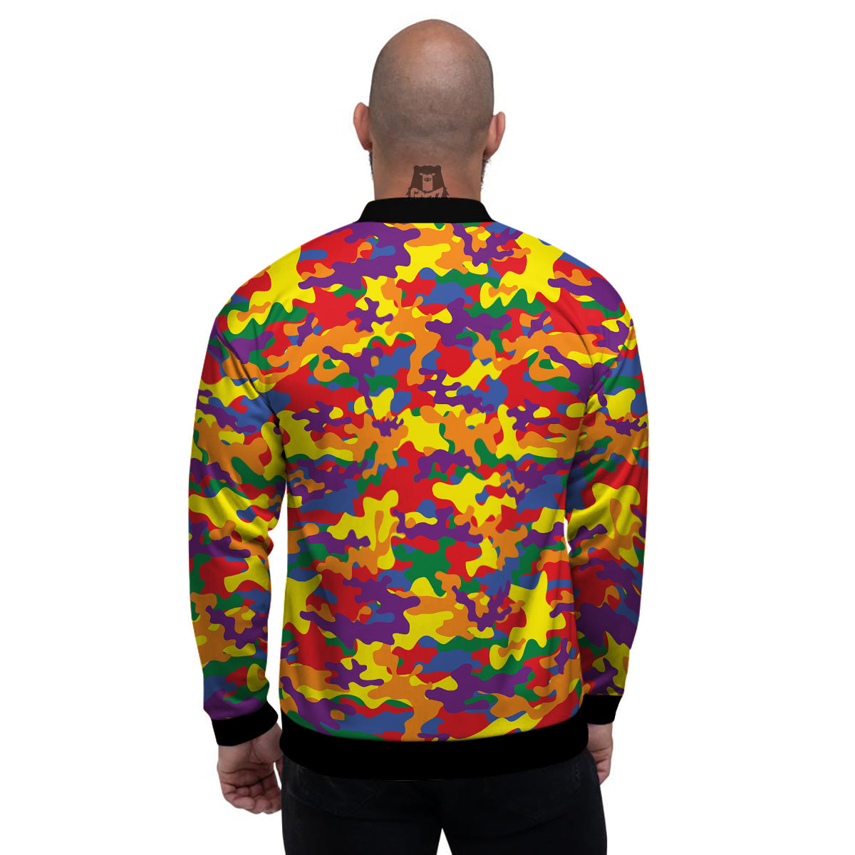 Camouflage Rainbow Print Men's Bomber Jacket-grizzshop