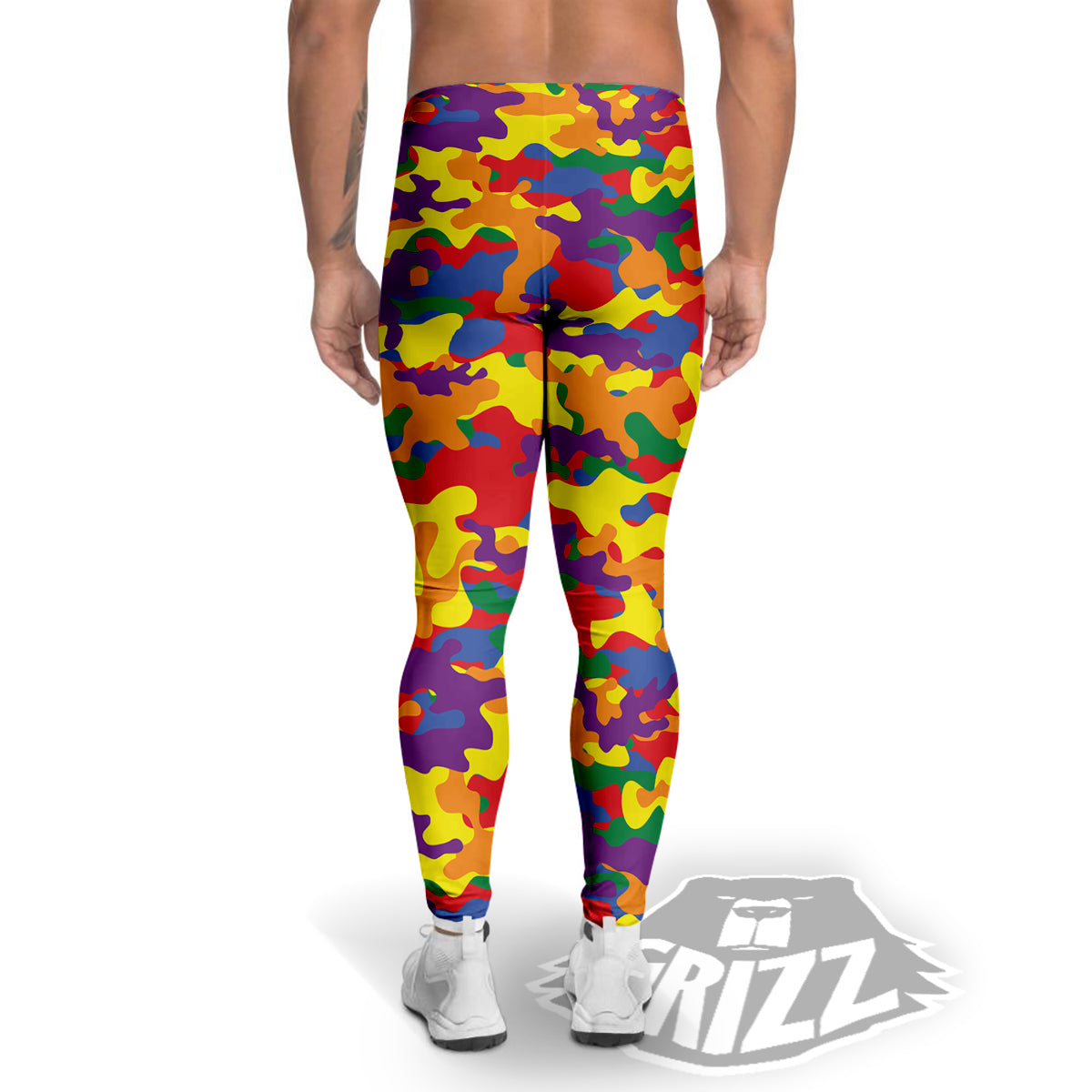 Camouflage Rainbow Print Men's Leggings-grizzshop