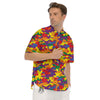 Camouflage Rainbow Print Men's Short Sleeve Shirts-grizzshop