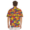 Camouflage Rainbow Print Men's Short Sleeve Shirts-grizzshop