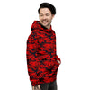 Camouflage Red And Black Print Men's Hoodie-grizzshop