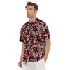 Camouflage Red Grey Print Pattern Men's Short Sleeve Shirts-grizzshop