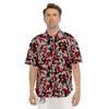 Camouflage Red Grey Print Pattern Men's Short Sleeve Shirts-grizzshop