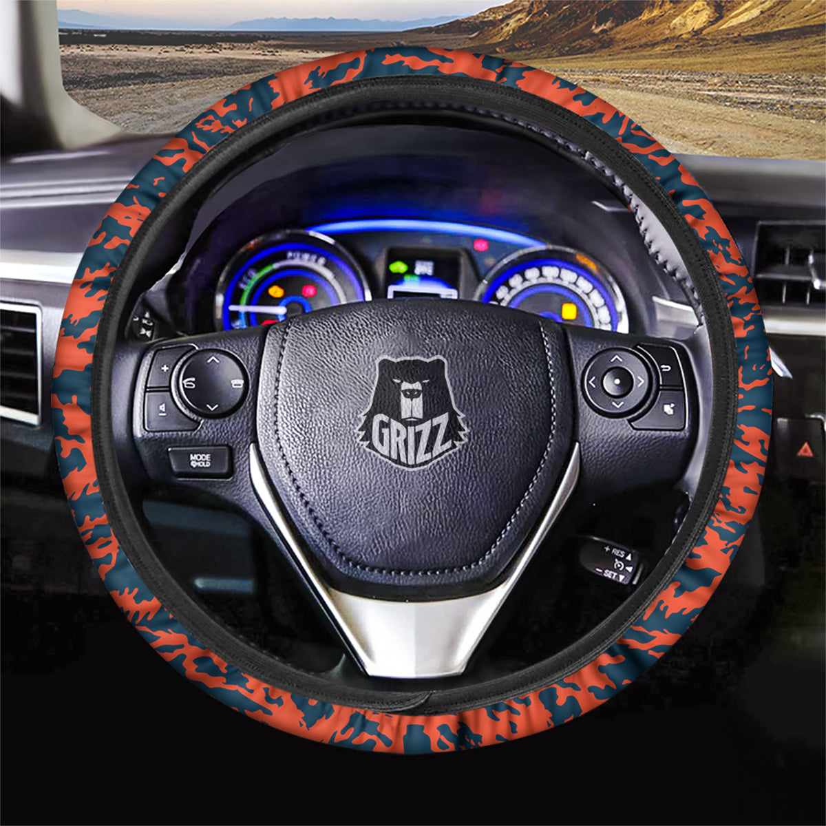 Camouflage Red Spots Print Pattern Car Steering Wheel Cover-grizzshop