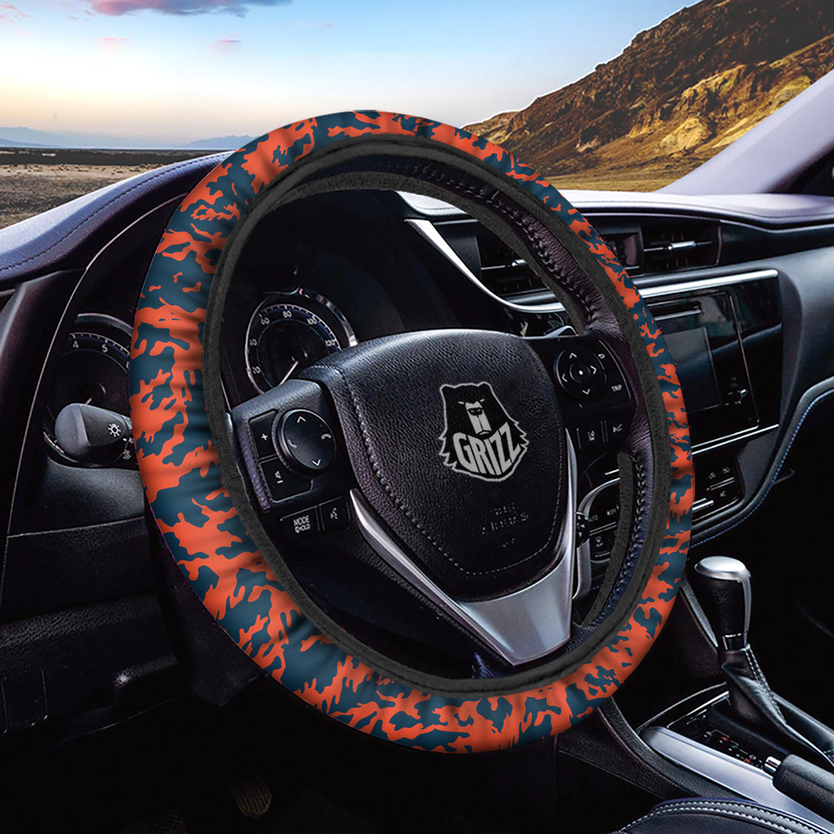 Camouflage Red Spots Print Pattern Car Steering Wheel Cover-grizzshop