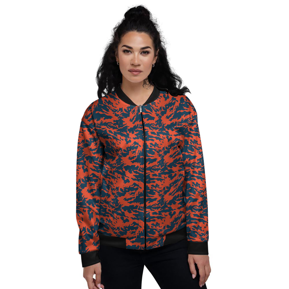 Camouflage Red Spots Print Pattern Women's Bomber Jacket-grizzshop