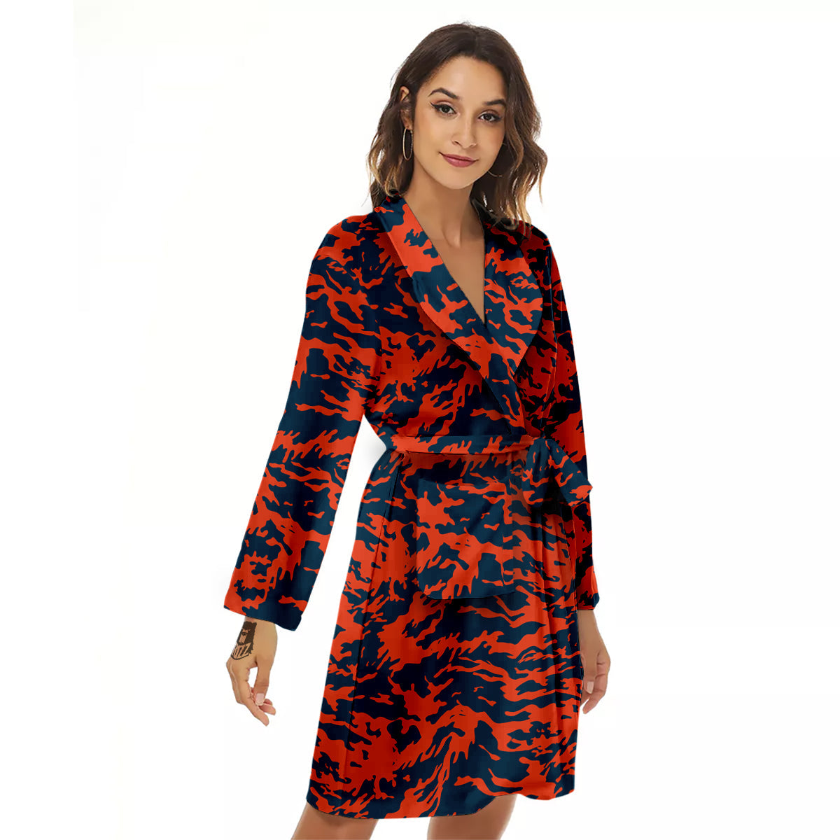 Camouflage Red Spots Print Pattern Women's Robe-grizzshop