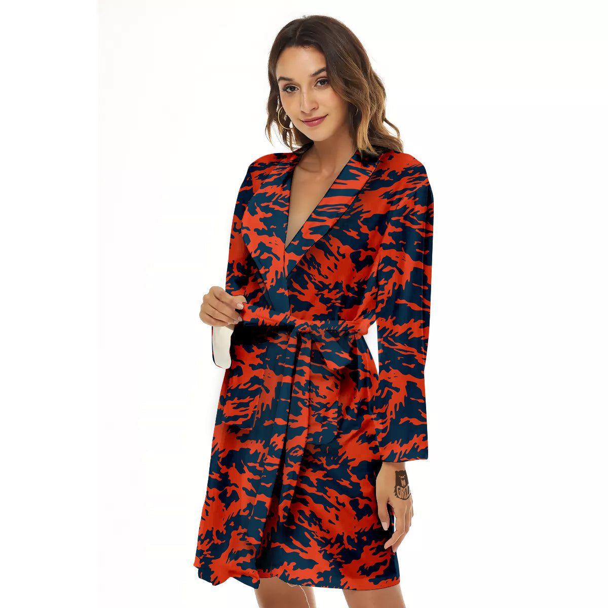 Camouflage Red Spots Print Pattern Women's Robe-grizzshop