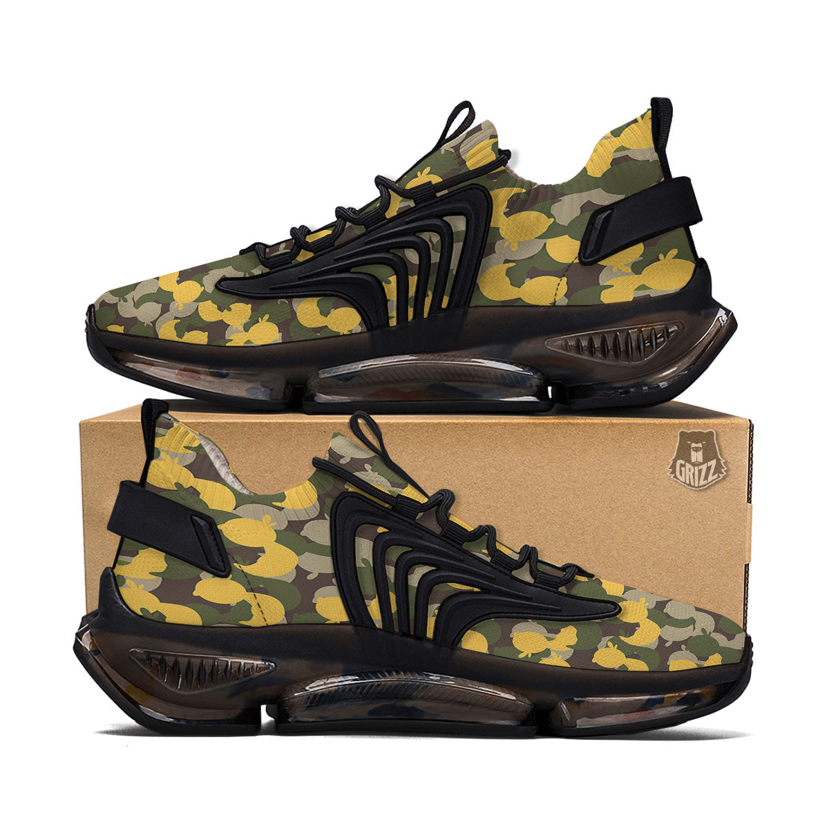 Camouflage Rubber Ducks Print Pattern Black Gym Shoes-grizzshop