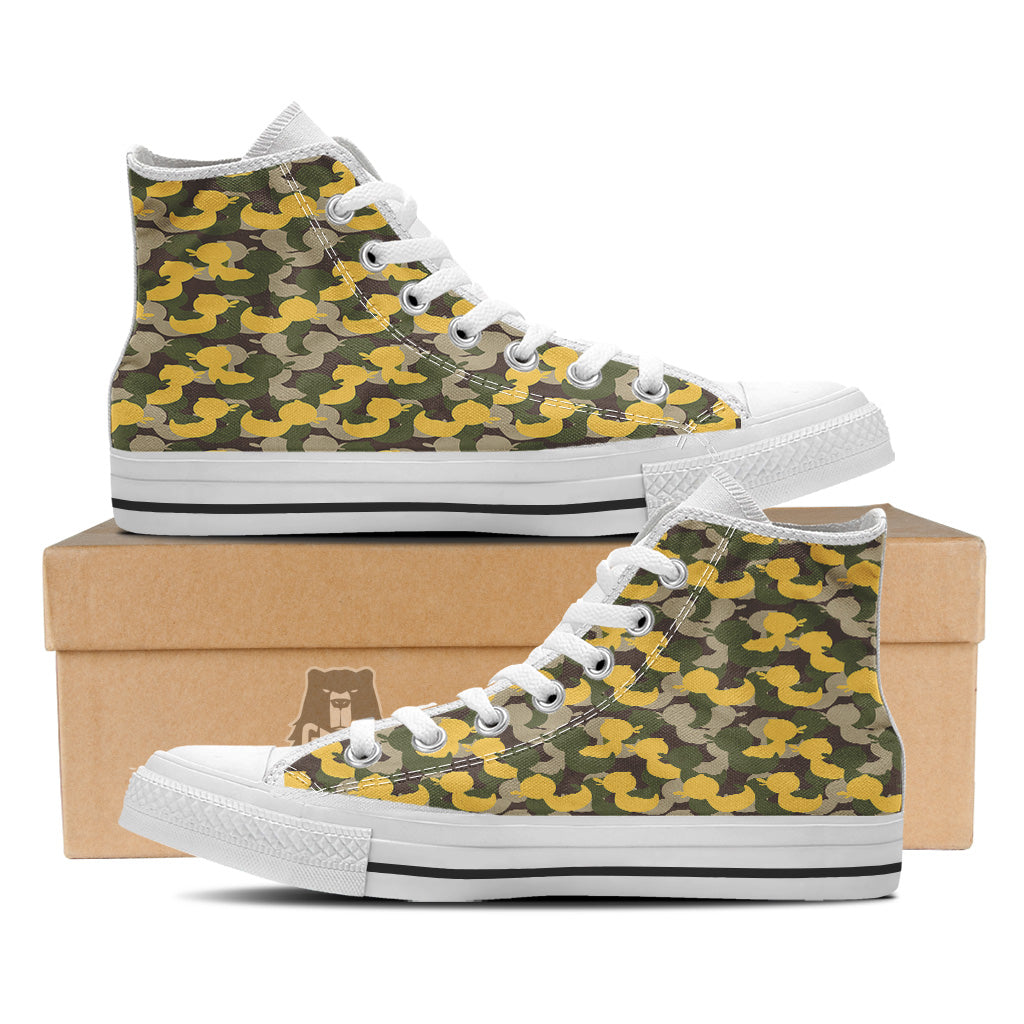 Camouflage Rubber Ducks Print Pattern White High Top Shoes-grizzshop