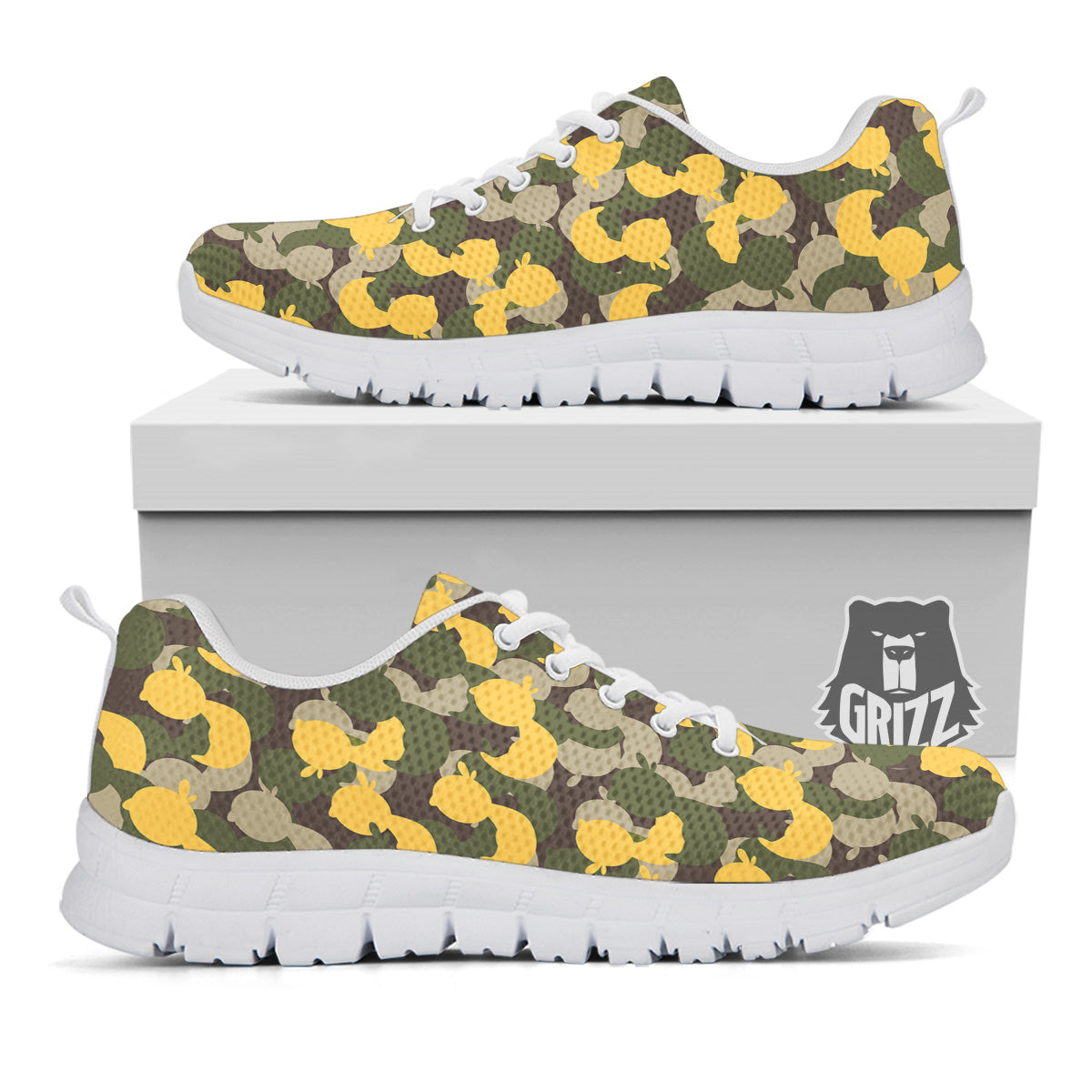 Camouflage Rubber Ducks Print Pattern White Sneaker-grizzshop