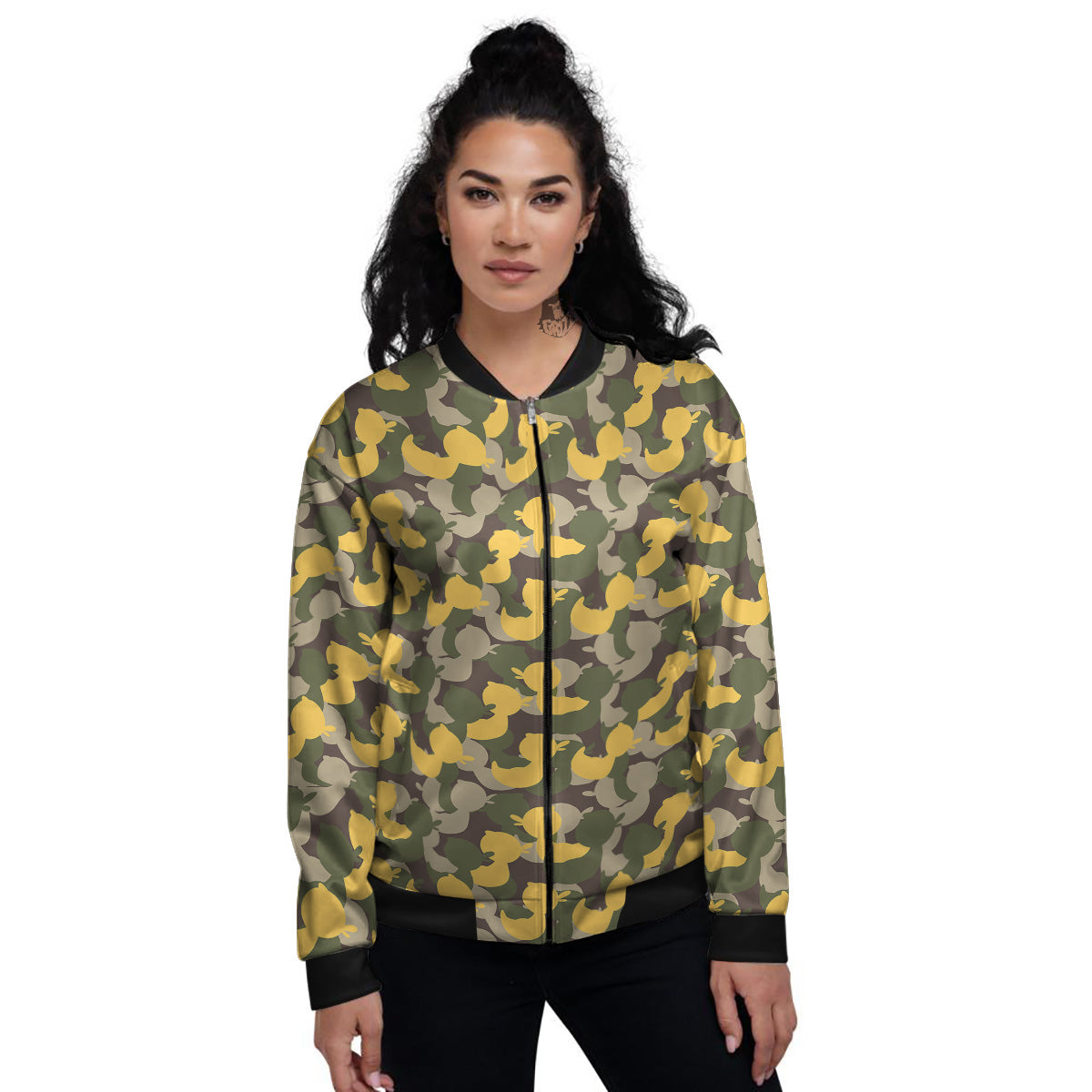 Camouflage Rubber Ducks Print Pattern Women's Bomber Jacket-grizzshop