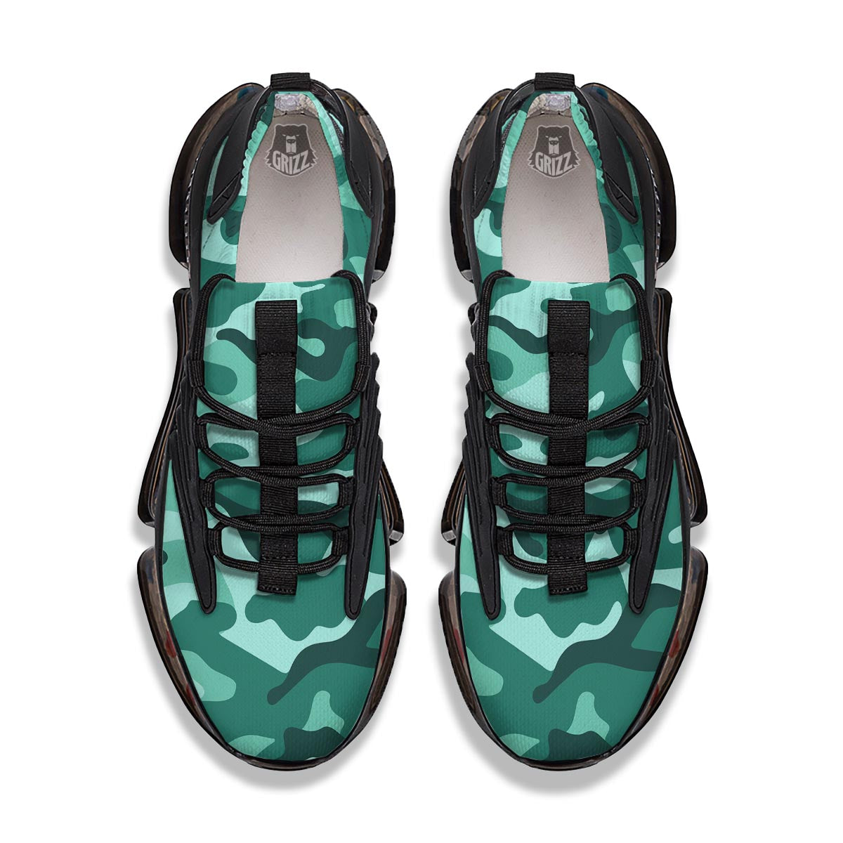 Camouflage Teal Print Black Gym Shoes-grizzshop