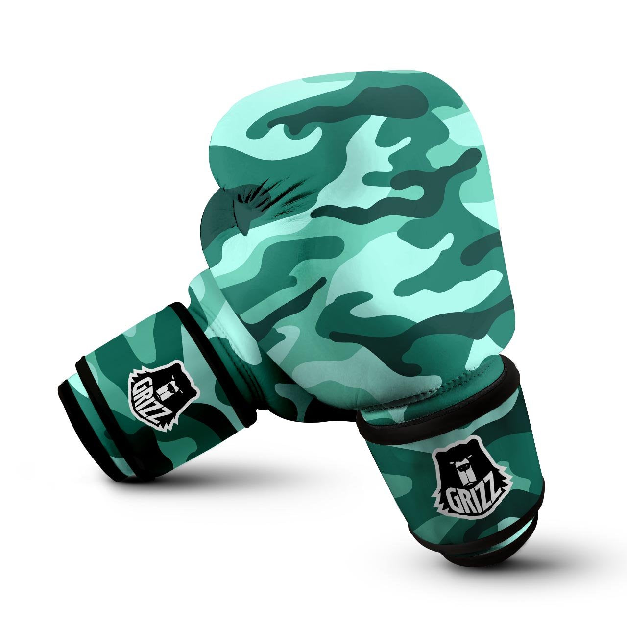 Camouflage Teal Print Boxing Gloves-grizzshop