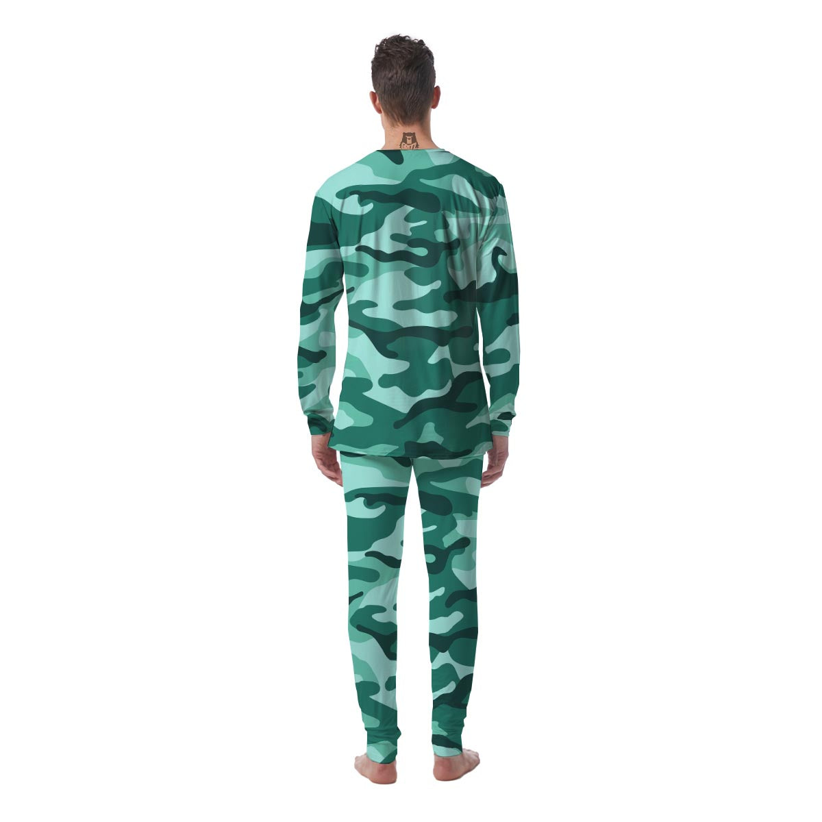 Camouflage Teal Print Men's Pajamas-grizzshop