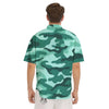 Camouflage Teal Print Men's Short Sleeve Shirts-grizzshop