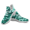 Camouflage Teal Print White Athletic Shoes-grizzshop