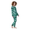 Camouflage Teal Print Women's Pajamas-grizzshop