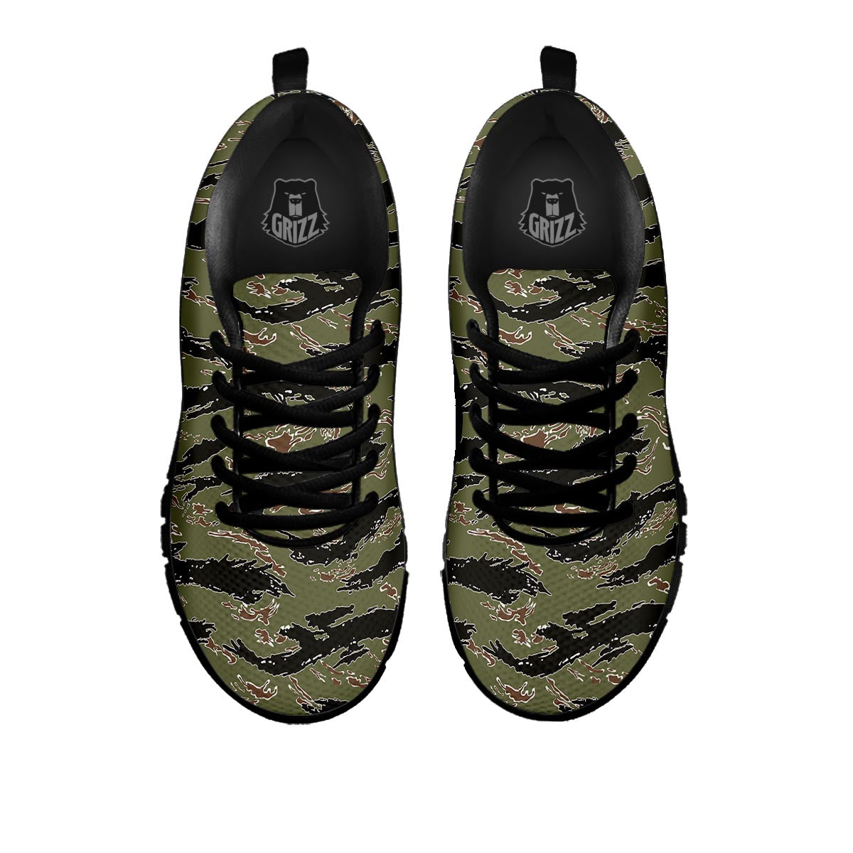 Camouflage Tiger Stripe Print Pattern Black Sneaker-grizzshop