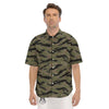 Camouflage Tiger Stripe Print Pattern Men's Short Sleeve Shirts-grizzshop