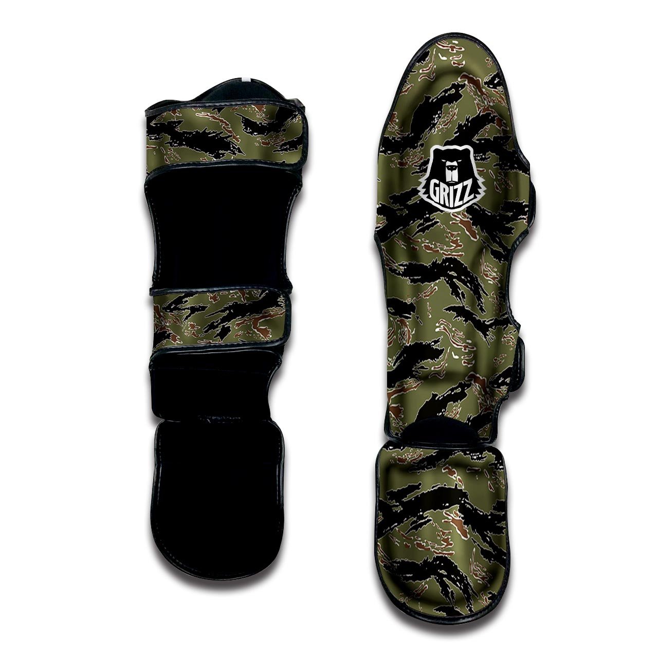 Camouflage Tiger Stripe Print Pattern Muay Thai Shin Guards-grizzshop