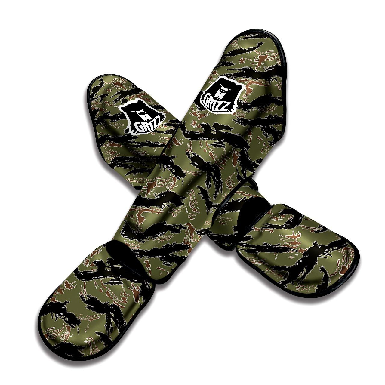 Camouflage Tiger Stripe Print Pattern Muay Thai Shin Guards-grizzshop