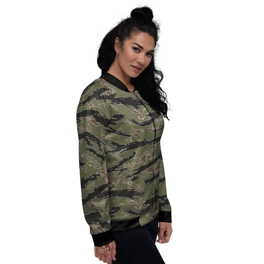 Camouflage Tiger Stripe Print Pattern Women's Bomber Jacket-grizzshop
