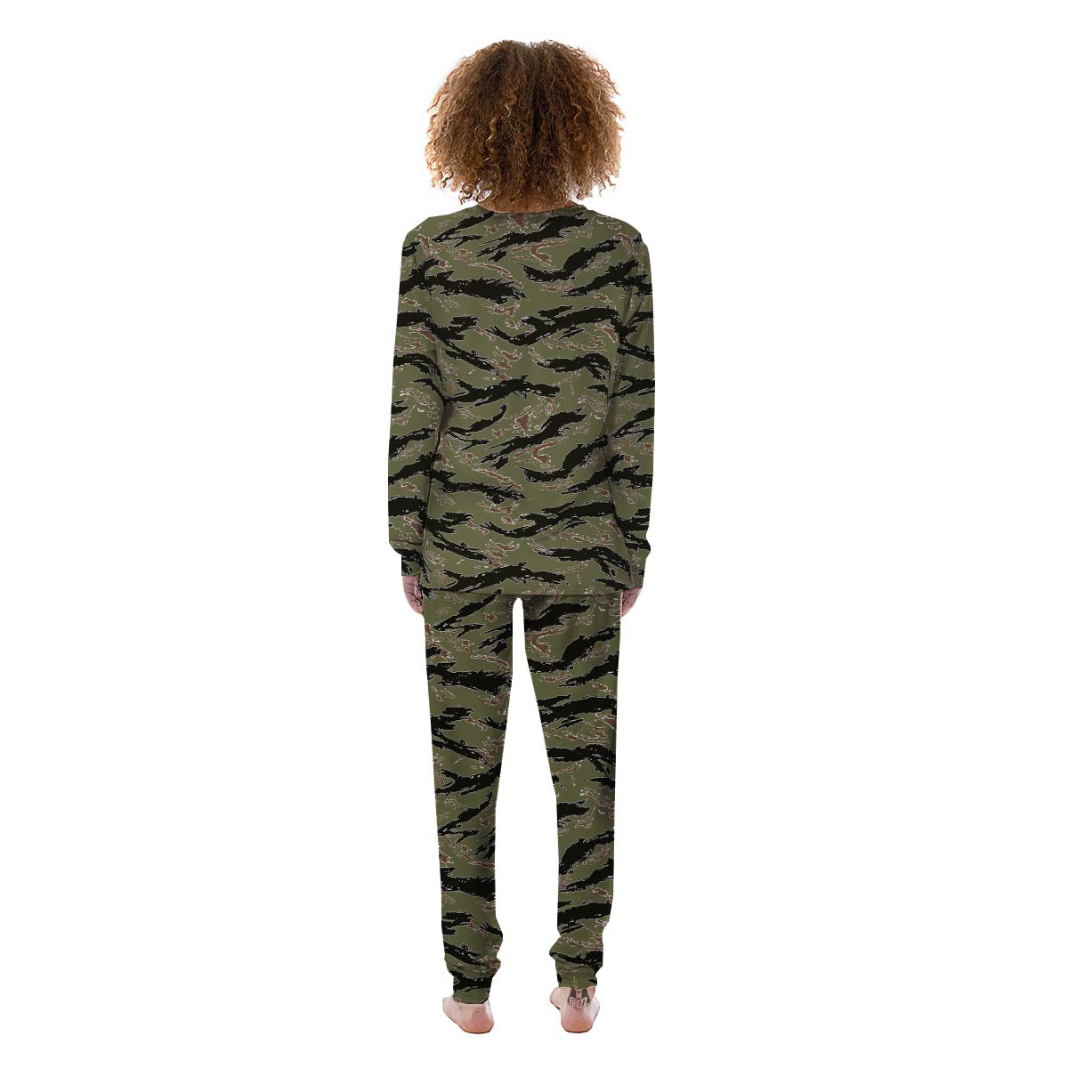 Camouflage Tiger Stripe Print Pattern Women's Pajamas-grizzshop