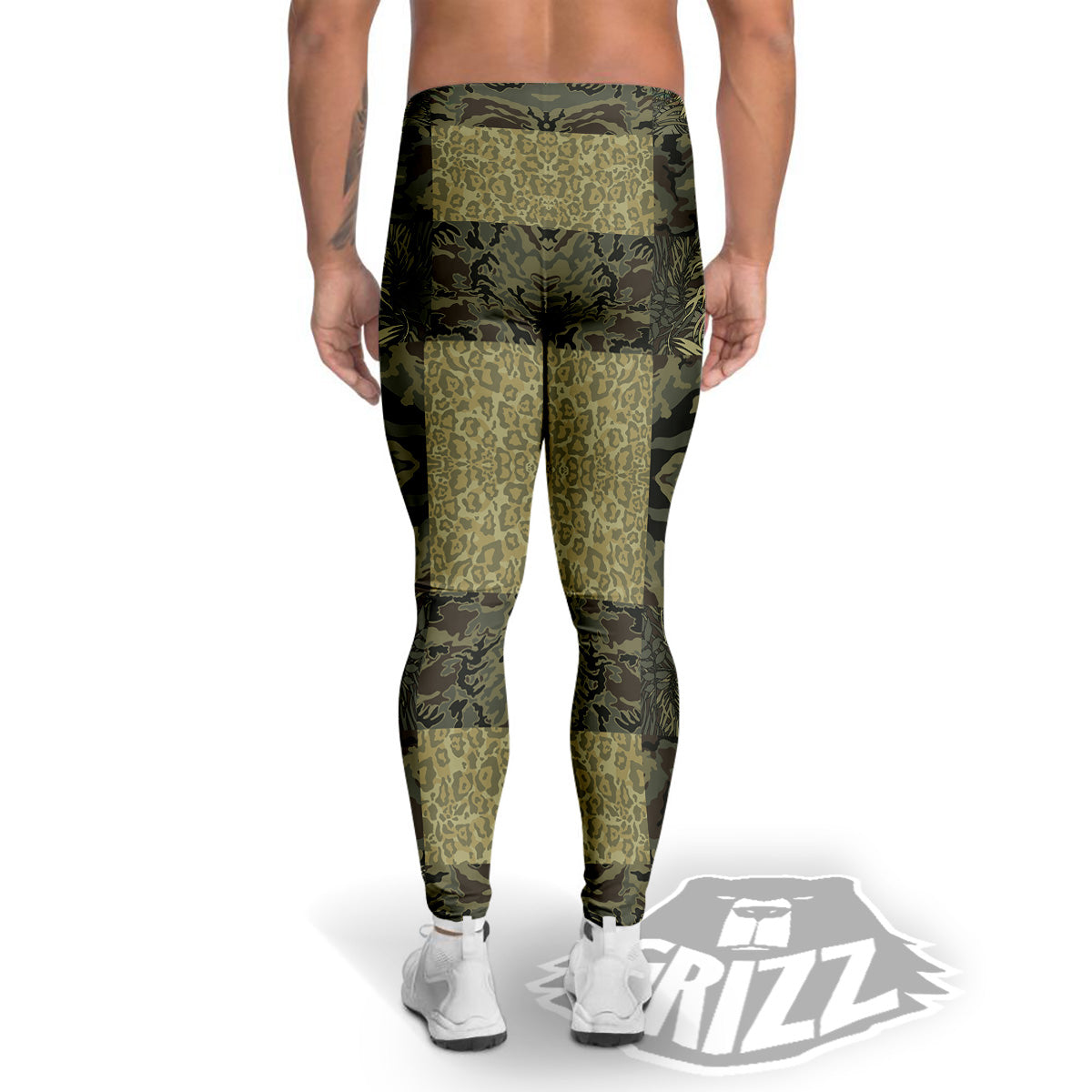 Camouflage Tropical And Leopard Print Pattern Men's Leggings-grizzshop