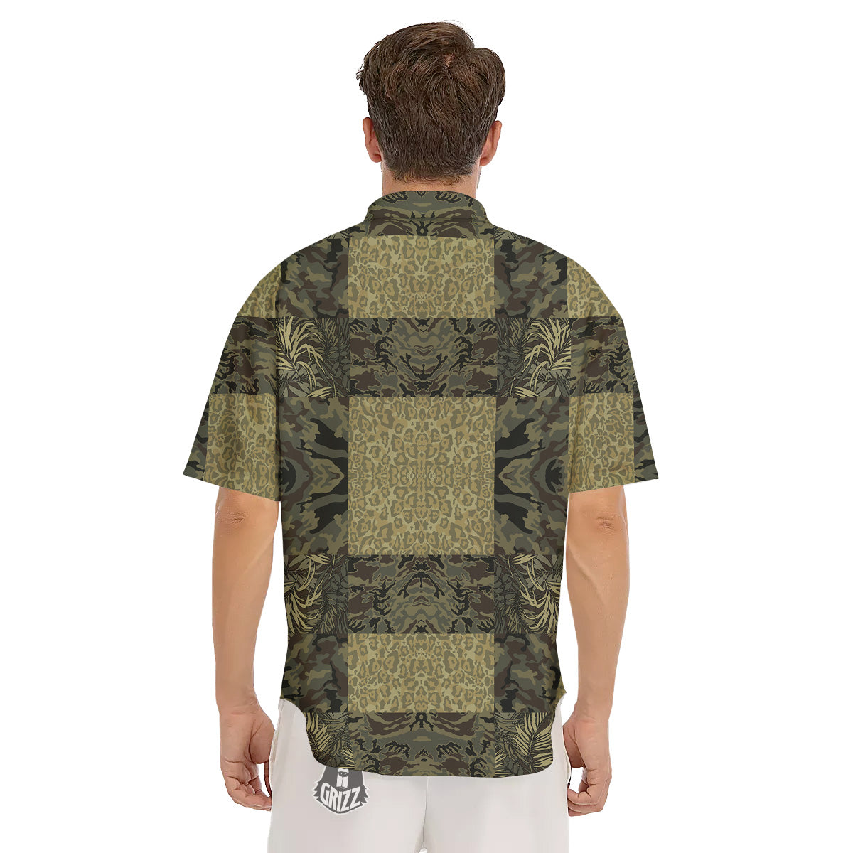 Camouflage Tropical And Leopard Print Pattern Men's Short Sleeve Shirts-grizzshop