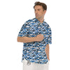 Camouflage White And Blue Print Men's Short Sleeve Shirts-grizzshop