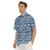 Camouflage White And Blue Print Men's Short Sleeve Shirts-grizzshop