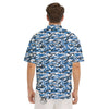 Camouflage White And Blue Print Men's Short Sleeve Shirts-grizzshop