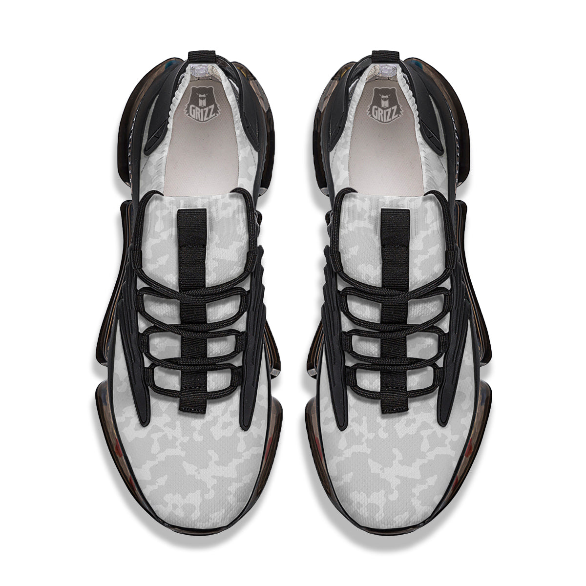 Camouflage White Snow Print Pattern Black Gym Shoes-grizzshop
