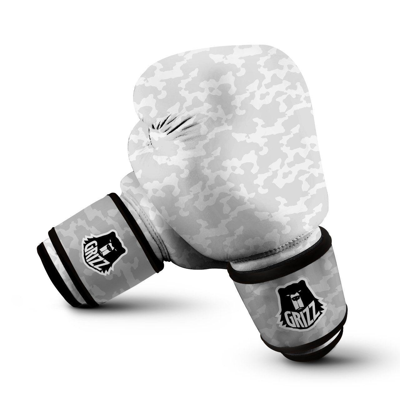 Camouflage White Snow Print Pattern Boxing Gloves-grizzshop