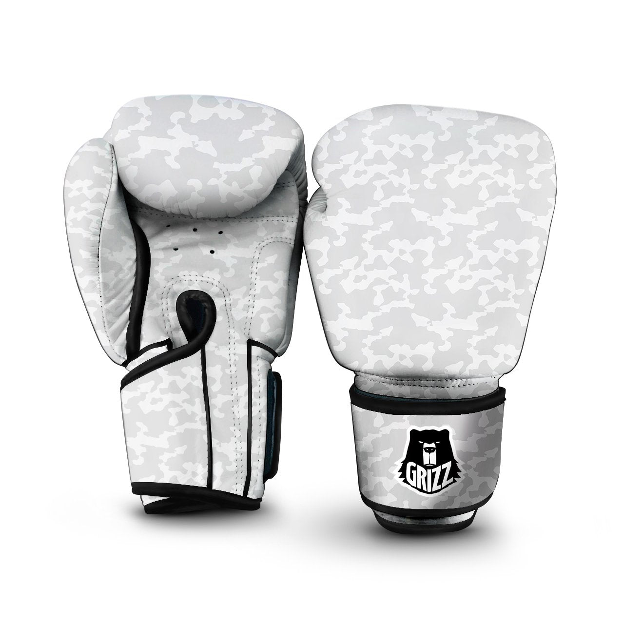 Camouflage White Snow Print Pattern Boxing Gloves-grizzshop